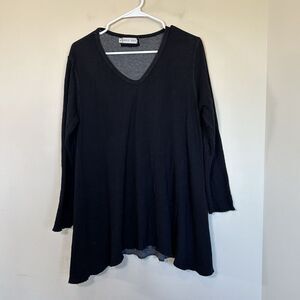 North Star Base Women Black 3/4 Sleeve T-Shirt Small‎